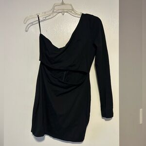 One sleeve black mini dress M